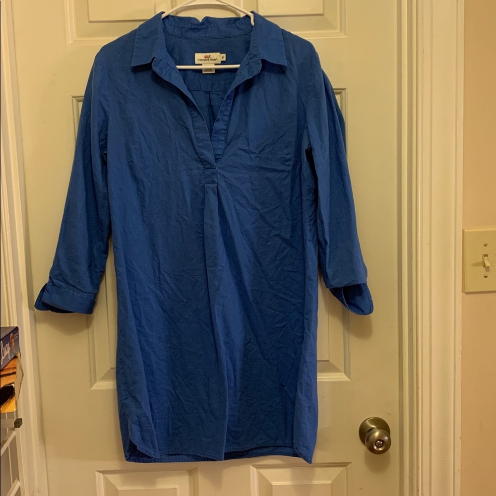 Vineyard Vines Blue Linen-Cottonpopover dress Margo